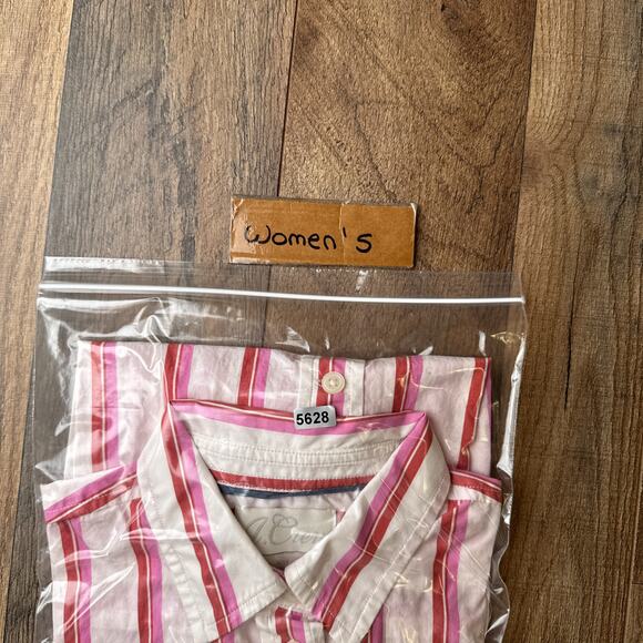 J Crew Button Down Shirt Women's Size 2XS Pink Striped Preppy Relaxed Fit 5628 - Picture 13 of 13